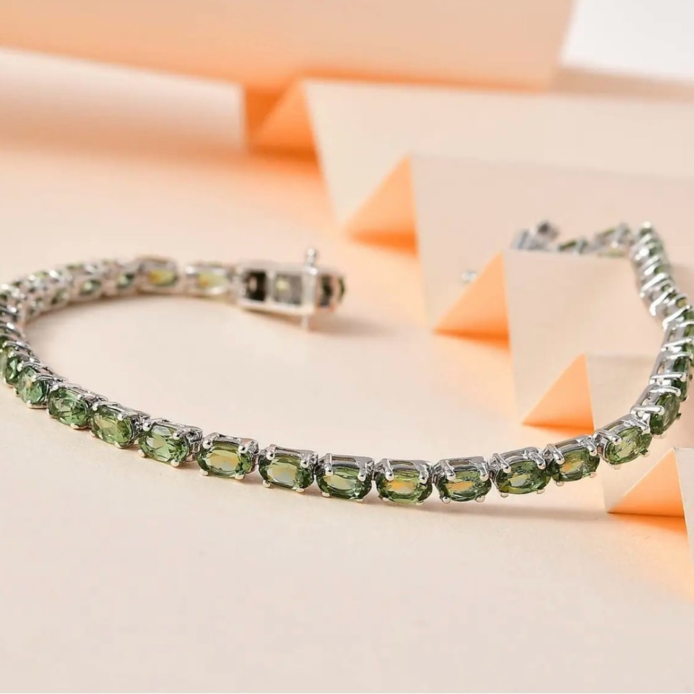 Tanzanian Natural Green Apatite Tennis Bracelet